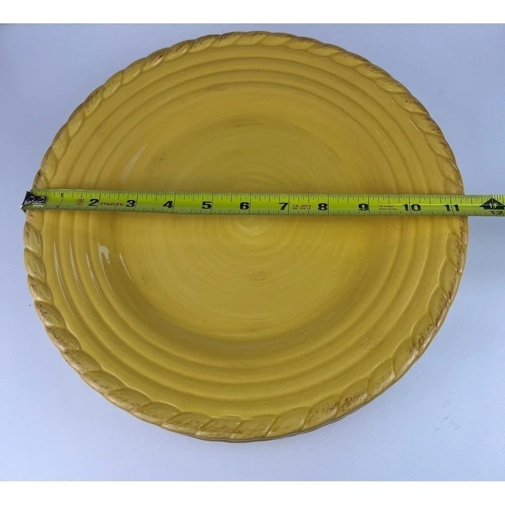 Artimino Tuscan Countryside Yellow Stoneware Charger Plate Twisted Rope Rim 2007